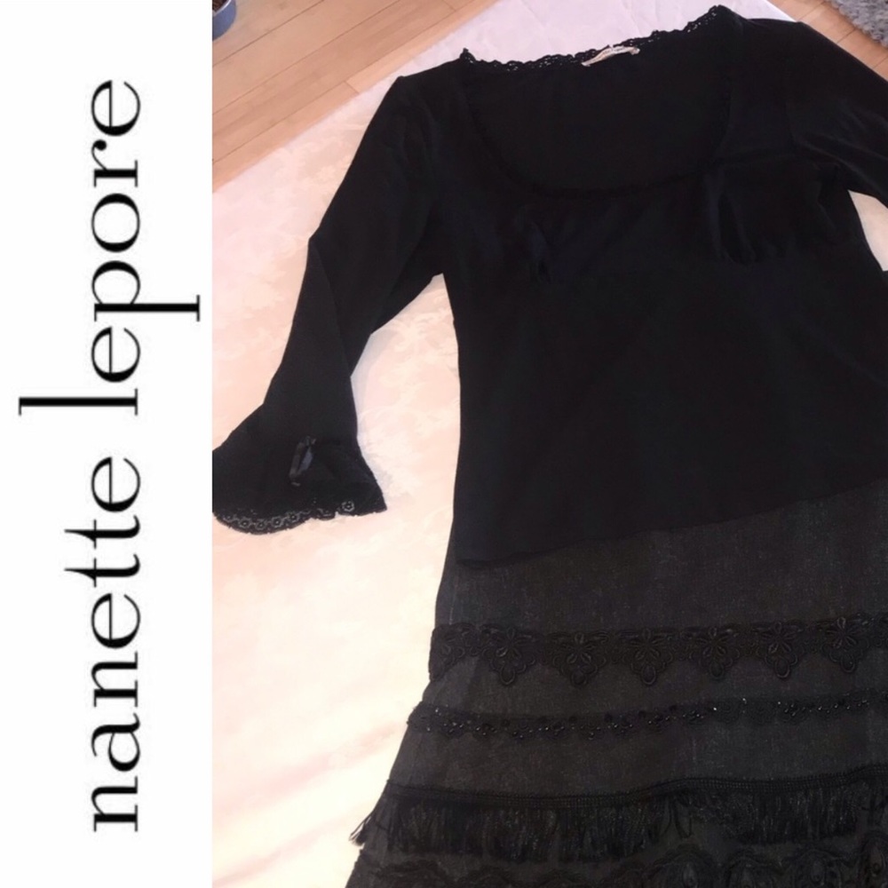 Nanette Lepore Lace Bell Sleeve Top